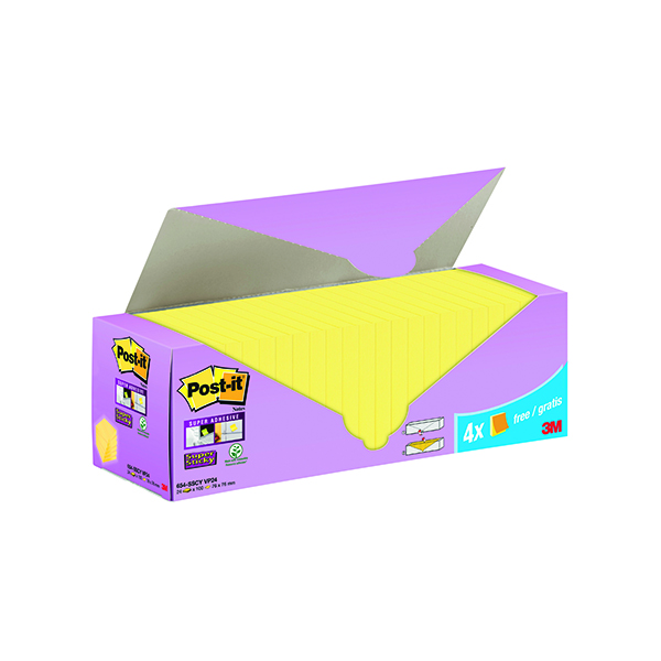 Yellow Standard Sizes Post-it Super Sticky Notes Canary Yellow Cabinet 76x76mm (24 Pack) 7100236613