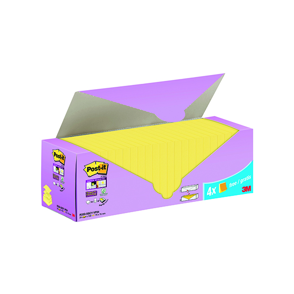 Yellow Standard Sizes Post-it Super Sticky ZNotes Canary Yellow Cabinet 76x76mm (24 Pack) 7100236629