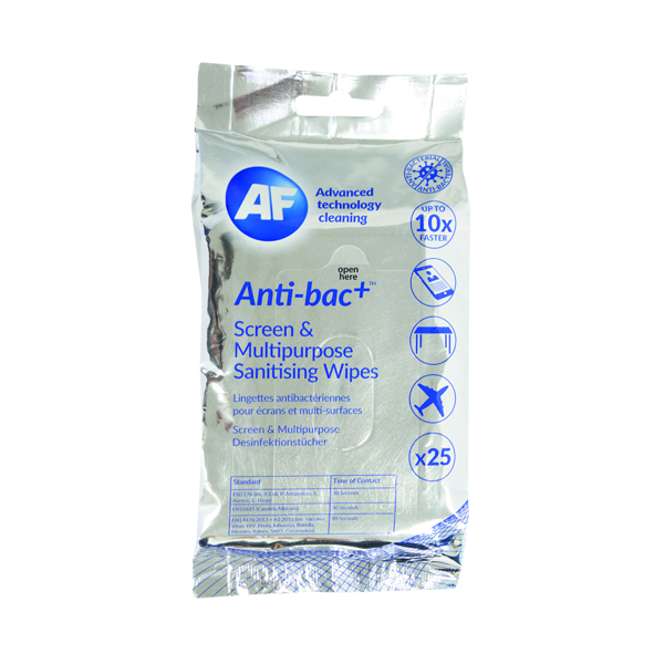 AF Antibacterial Sanitising Screen Wipes (25 Pack) ABTW025P