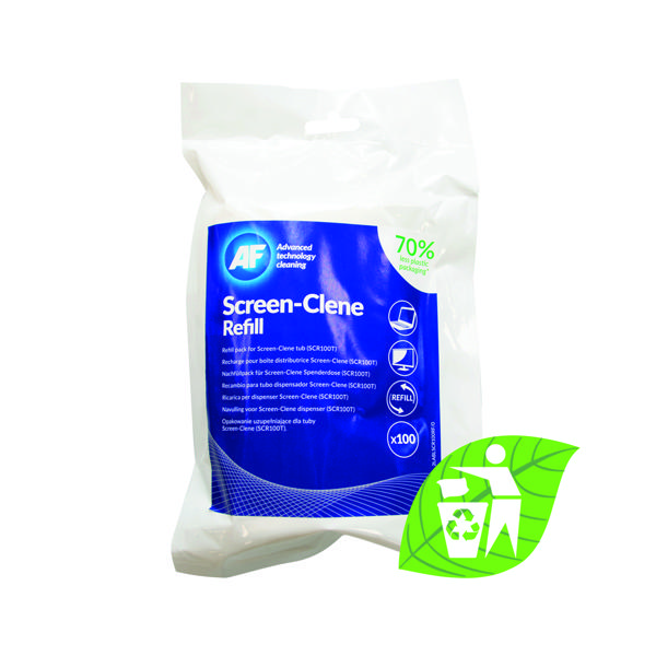 AF Screen-Clene Anti-Static Wipes Refill Pouch (Pack of 100) ASCR100R