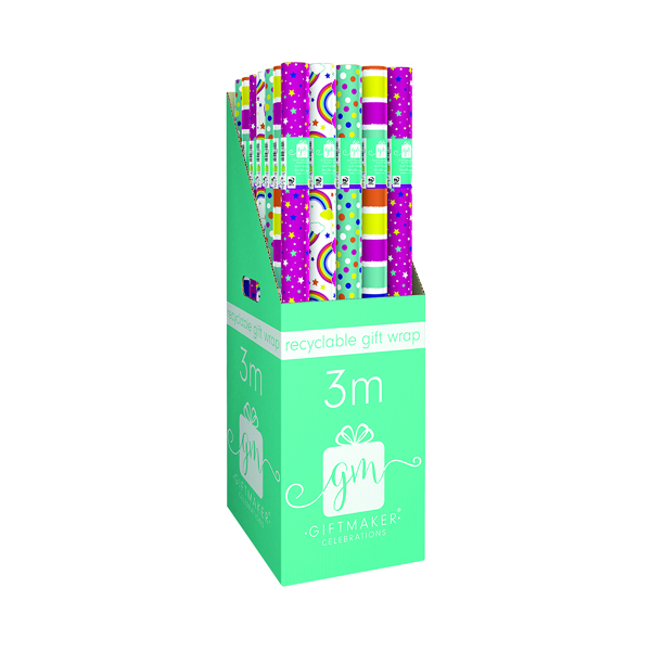 Giftmaker 3M Recyclable Gift Wrap Brights (36 Pack) YALGW20F