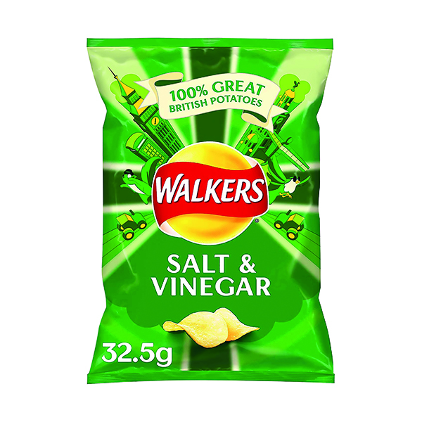 Walkers Salt and Vinegar Crisps 32.5g (32 pack) 121795