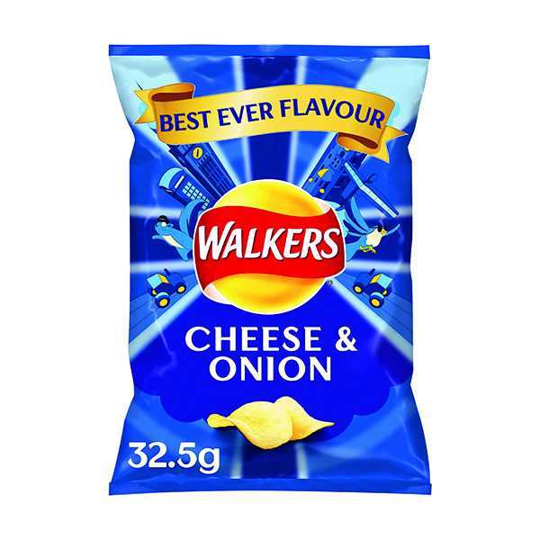 Walkers Cheese and Onion Crisps 32.5g (32 pack) 121796