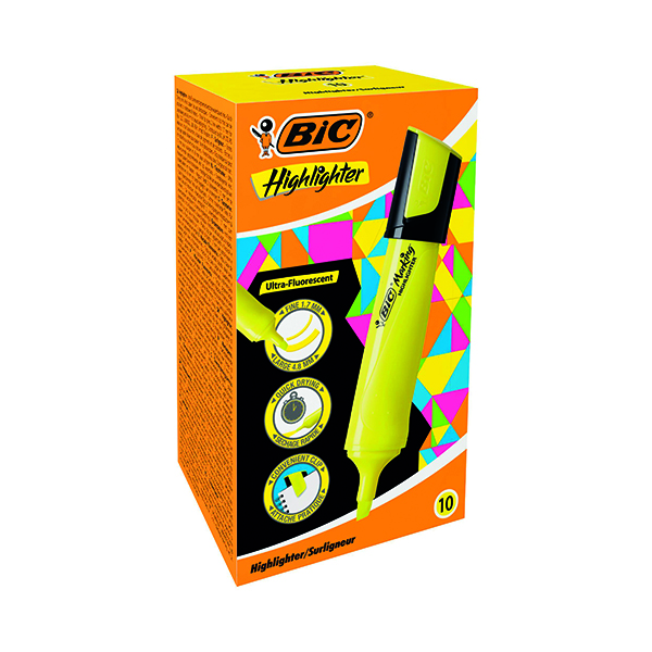 Bic Marking Highlighters Chisel Tip Yellow (Pack of 10) 943647