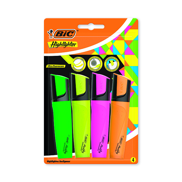 Bic Marking Highlighter Chisel Tip Assorted (Pack of 4) 943652