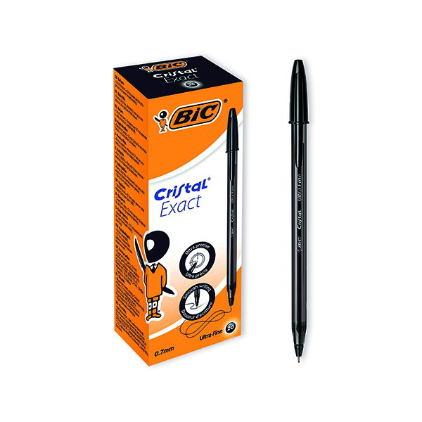 Bic Cristal Ballpoint Pens Ultra Fine 0.7mm Black (20 Pack) 992603