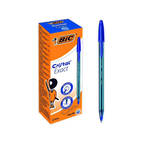 Bic Cristal Ballpoint Pens Ultra Fine 0.7mm Blue (20 Pack) 992605