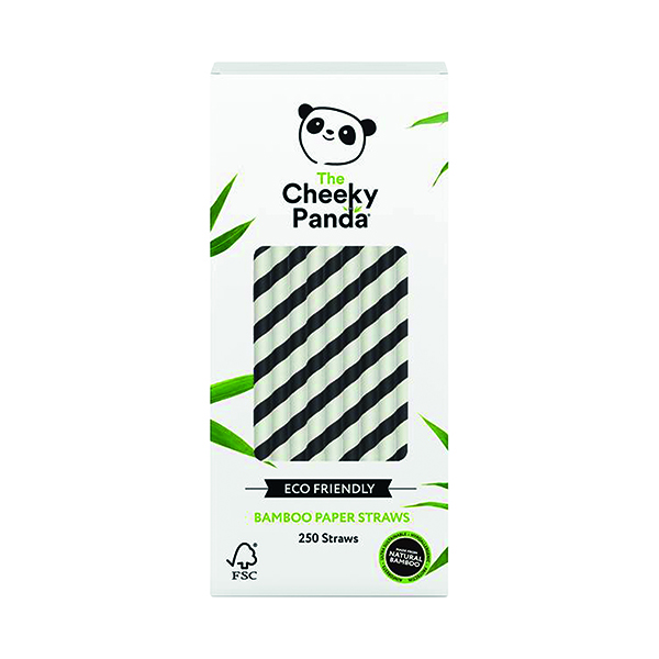 Cheeky Panda Bamboo Paper Straw Black Stripes (250 Pack) 0111129