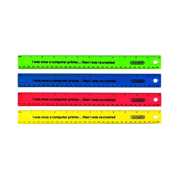 ReCreate Shatter Resistant Ruler 30cm Assorted (100 Pack) RCSPR30A
