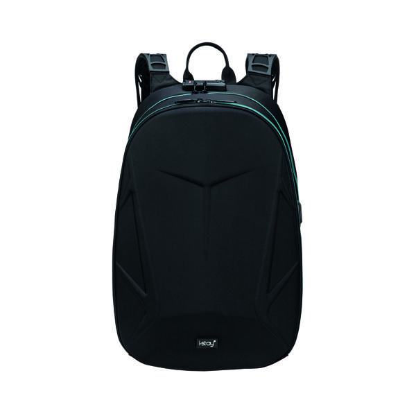 I-Stay 15.6 Inch Laptop Hardshell Backpack with USB Port and Anti-Theft Padlock Black/Blue IS0310