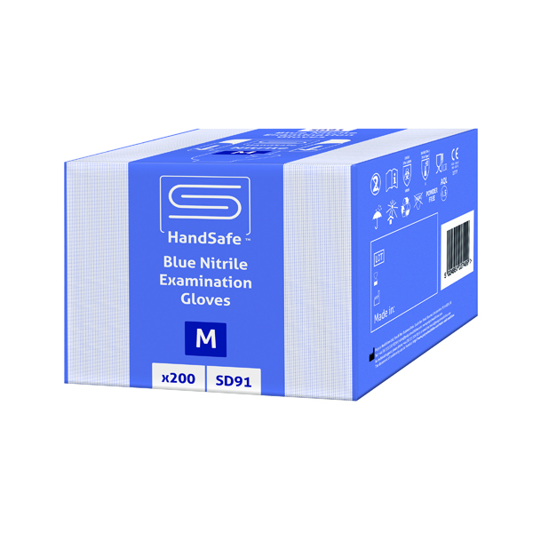 SafeDon Medium Nitrile Gloves Blue (200 Pack) SD91/M