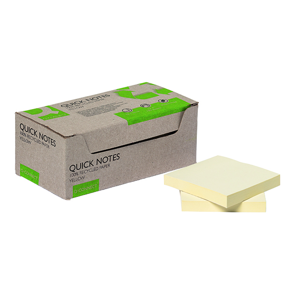 Q-Connect Recycled Notes 76x76mm Yellow (12 Pack) KF17321