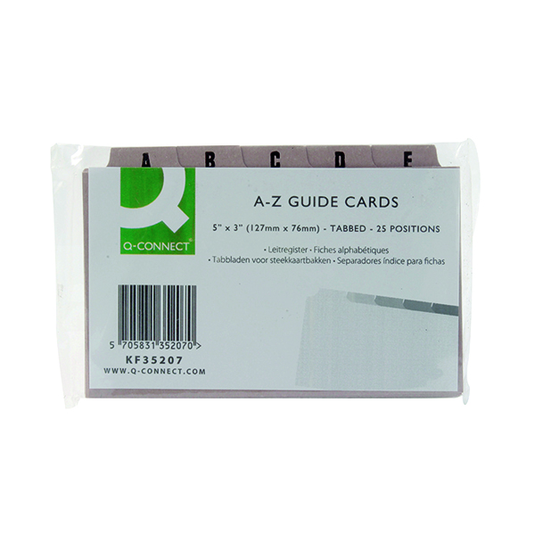 Guide Cards Q-Connect Guide Card 5x3 Inch A-Z Buff (25 Pack) KF35207