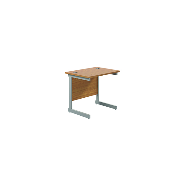 Jemini Single Rectangular Cantilever Desk 800x600mm Nova Oak/Silver KF800300
