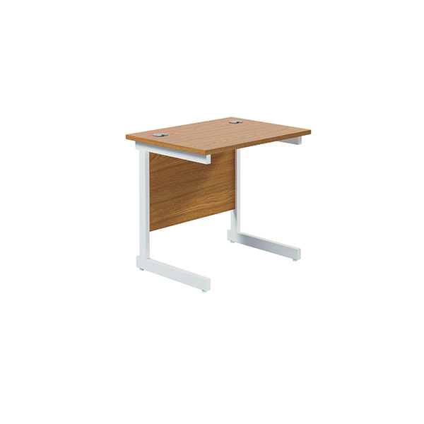 Jemini Single Rectangular Cantilever Desk 800x600mm Nova Oak/White KF800363