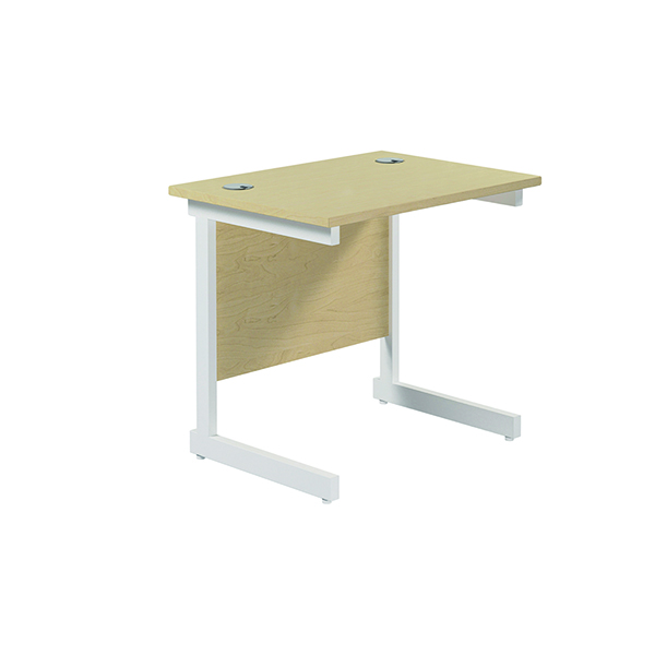 Jemini Single Rectangular Cantilever Desk 800x600mm Maple/White KF800385