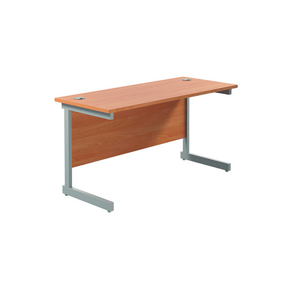 Jemini Single Rectangular Cantilever Desk 1200x600mm Beech/Silver KF800406