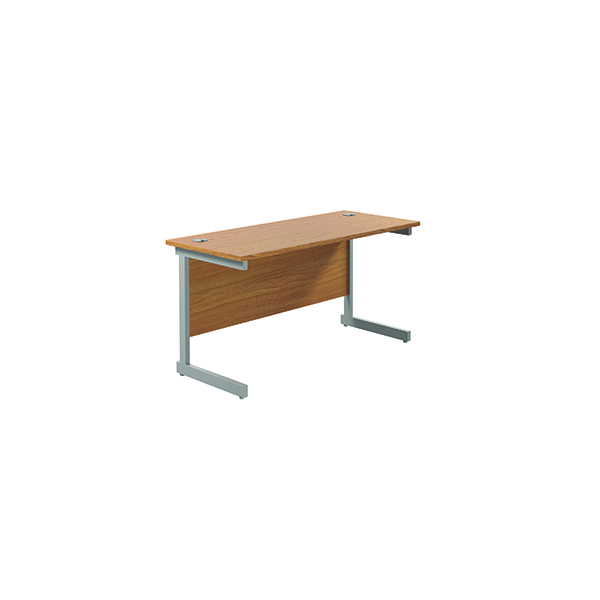 Jemini Single Rectangular Cantilever Desk 1200x600mm Nova Oak/Silver KF800428