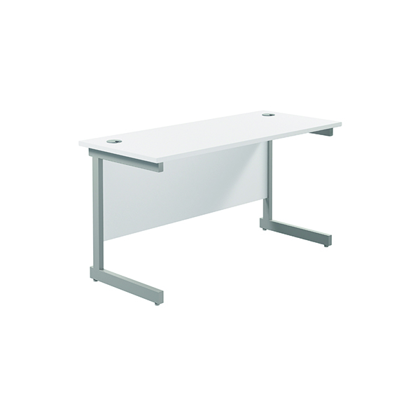 Jemini Single Rectangular Cantilever Desk 1200x600mm White/Silver KF800431