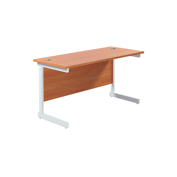Jemini Single Rectangular Cantilever Desk 1200x600mm Beech/White KF800469