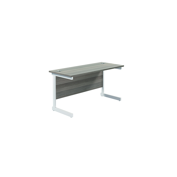 Jemini Single Rectangular Cantilever Desk 1200x600mm Grey Oak/White KF800475