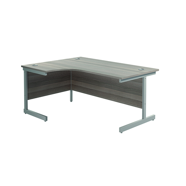 Jemini Left Hand Radial Cantilever Desk 1600x1200mm Grey Oak/Silver KF801734