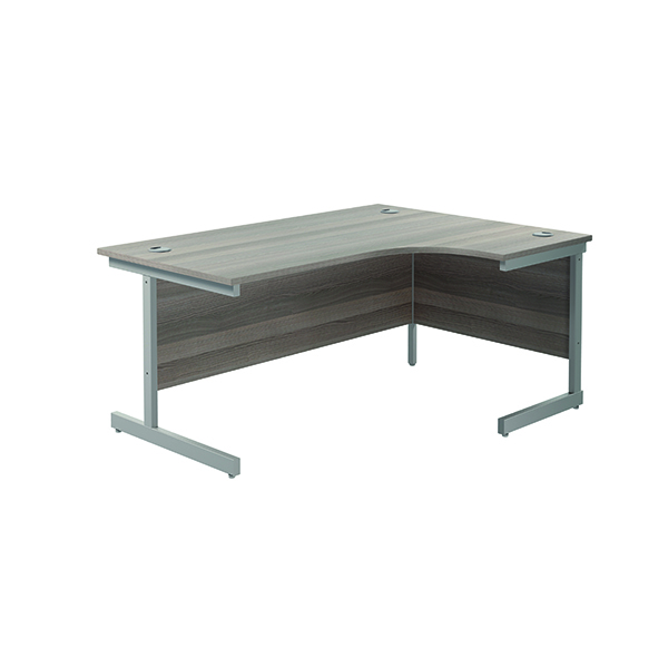 Jemini Right Hand Radial Cantilever Desk 1600x1200mm Grey Oak/Silver KF801790