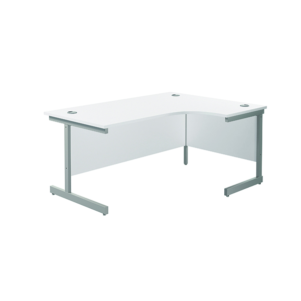 Jemini Right Hand Radial Cantilever Desk 1600x1200mm White/Silver KF801811
