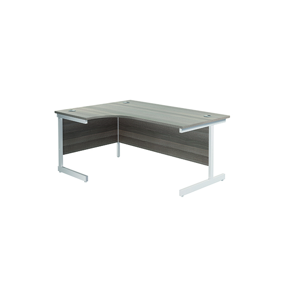 Jemini Left Hand Radial Cantilever Desk 1600x1200mm Grey Oak/White KF801852