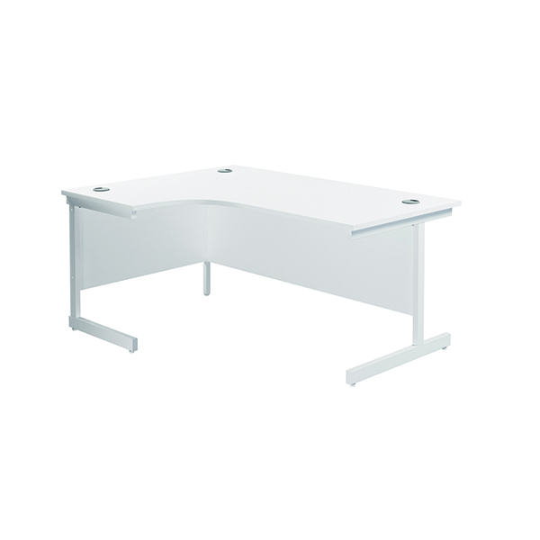 Jemini Left Hand Radial Cantilever Desk 1600x1200mm White/White KF801874