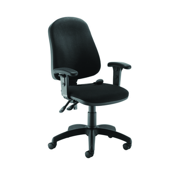 First Calypso Operator Chair with Lumbar Pump with Adjustable Arms 640x640x990-1160mm Black KF822912