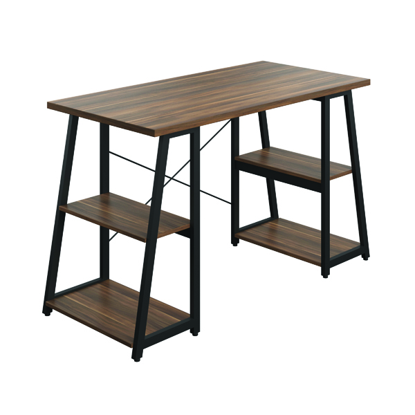 Other First Soho Desk with Angled Shelves 1300x600x770mm Dark Walnut/Black KF90957