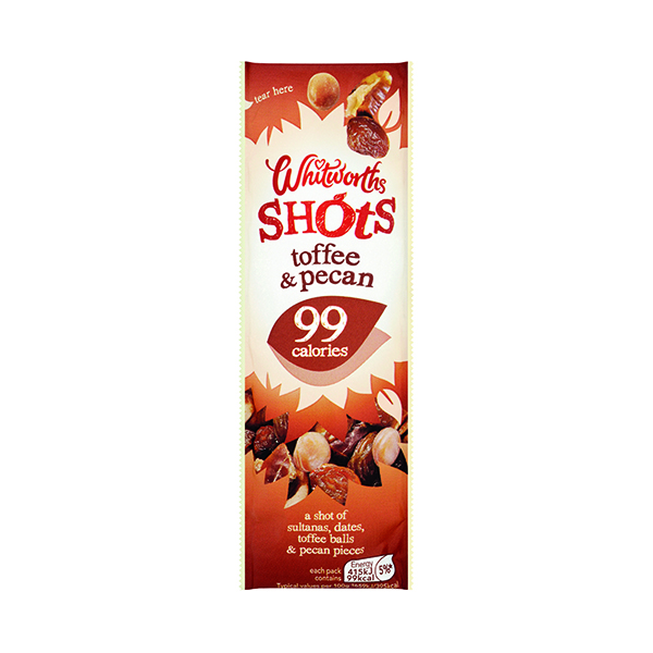 Whitworths Shots Toffee and Pecan 25g (Pack of 16) C005108