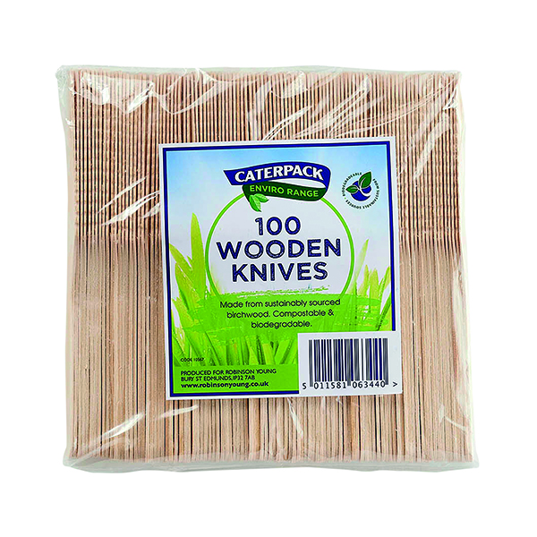 Caterpack Enviro Wooden Knives (100 Pack) RY10567