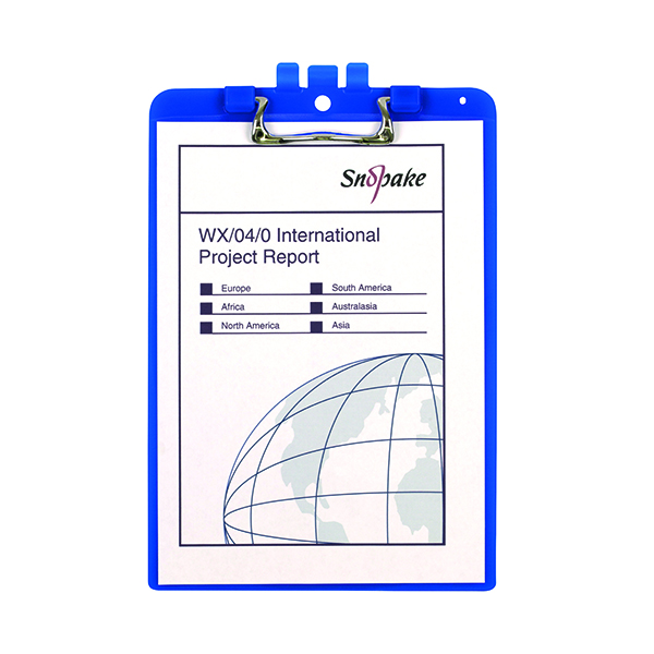 A4 Size Snopake Clipboard with Pen Holder A4 Blue 15886