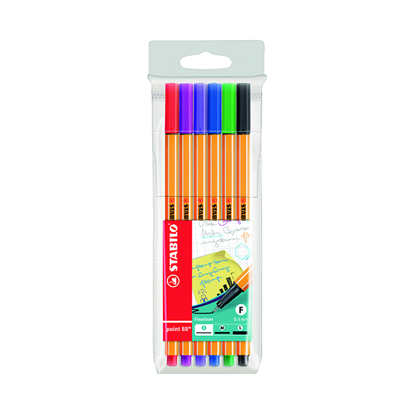 Assorted Stabilo 88 Point Fineliners Wallet Assorted (10 Pack) 88/6