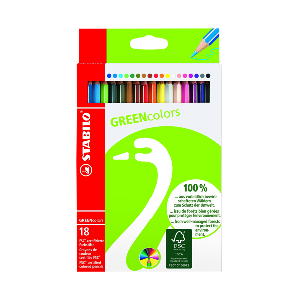 Stabilo Green Colours Colouring Pencils (18 Pack) 6019/2-181