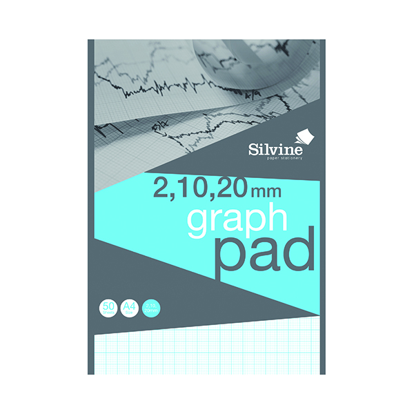 Silvine Graph Pad 2/10/20mm 50 Sheets A4 A4GP21020