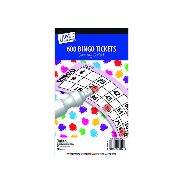 Unspecified Just Stationery Jumbo Bingo Tickets 21 x 12cm (12 Pack) 8002