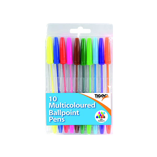 Ballpoint Pens 10 Multicoloured (12 Pack) 302256