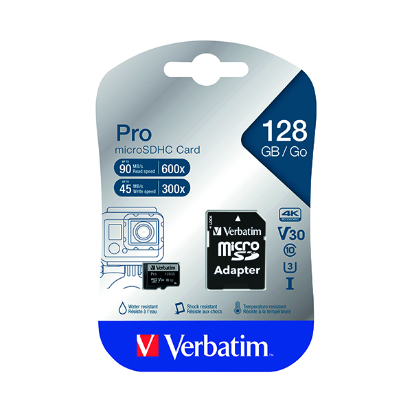 SD Cards Verbatim Pro microSDXC Memory Card Class 3 128GB 47044