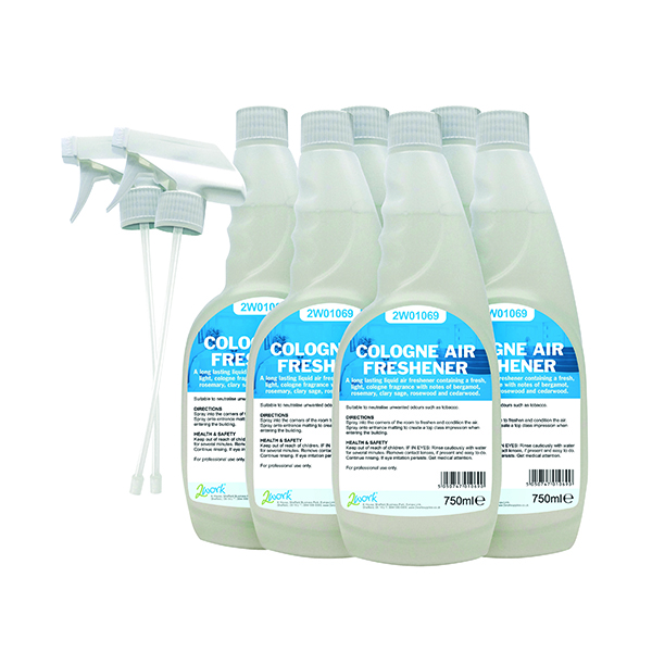 Disinfectant Wipes 2Work Cologne Air Freshener 750ml (6 Pack) 811