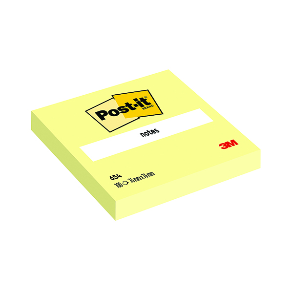 Yellow Standard Sizes Post-it Notes 76 x 76mm Canary Yellow (12 Pack) 654Y