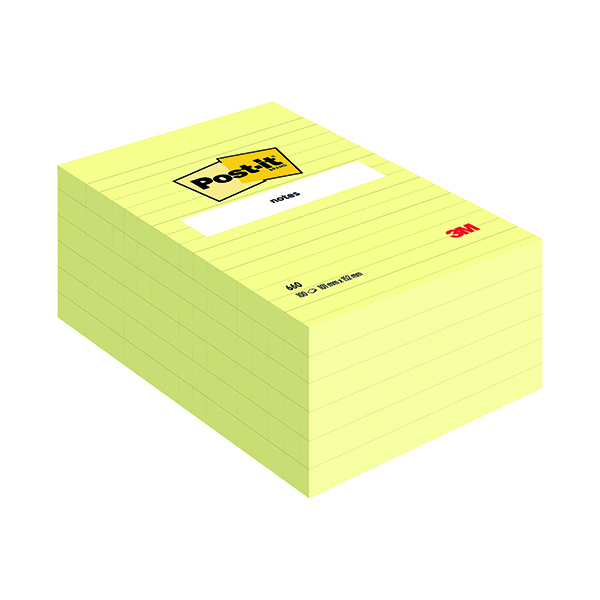 Large Format Post-it Notes XXL 101 x 152mm Lined Canary Yellow (6 Pack) 660