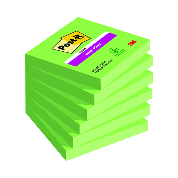 Post-it Notes Super Sticky 76 x 76mm Asparagus (6 Pack) 654-6SS-AW