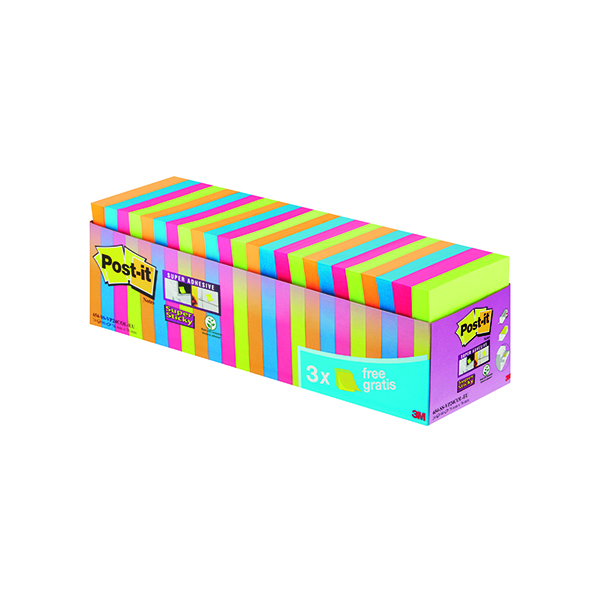 Post-it Notes Super Sticky 76 x 76mm Assorted Colours (24 Pack) 654-SS-VP24COL-EU