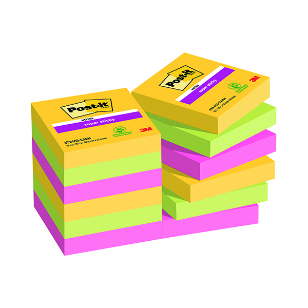 Post-it Notes Super Sticky 47.6 x 47.6mm Rio (12 Pack) 622-12SSRIO