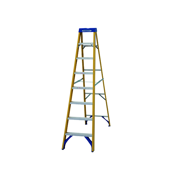 Abru Fibreglass Swingback Step Ladder 8 Tread Yellow 7160818