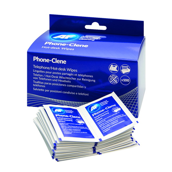 AF Phone-Clene Telephone Wipe Sachets (100 Pack) APHC100