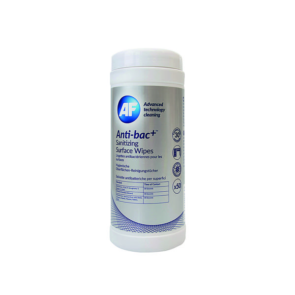 Anti-Bac+ Sanitising Surface Wipes (50 Pack) ABSCW50T